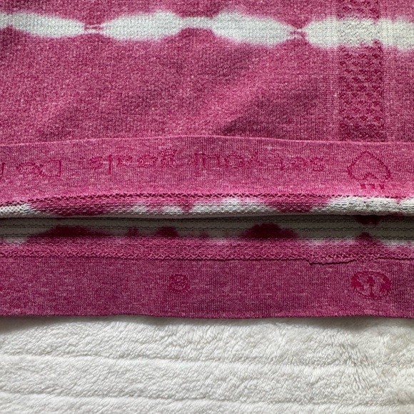 Lululemon Athletica Pink and White Striped Short Sleeve Tee - Picture 3 of 5